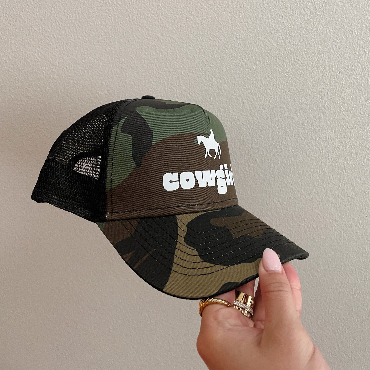 Camo Cowgirl Trucker Hat